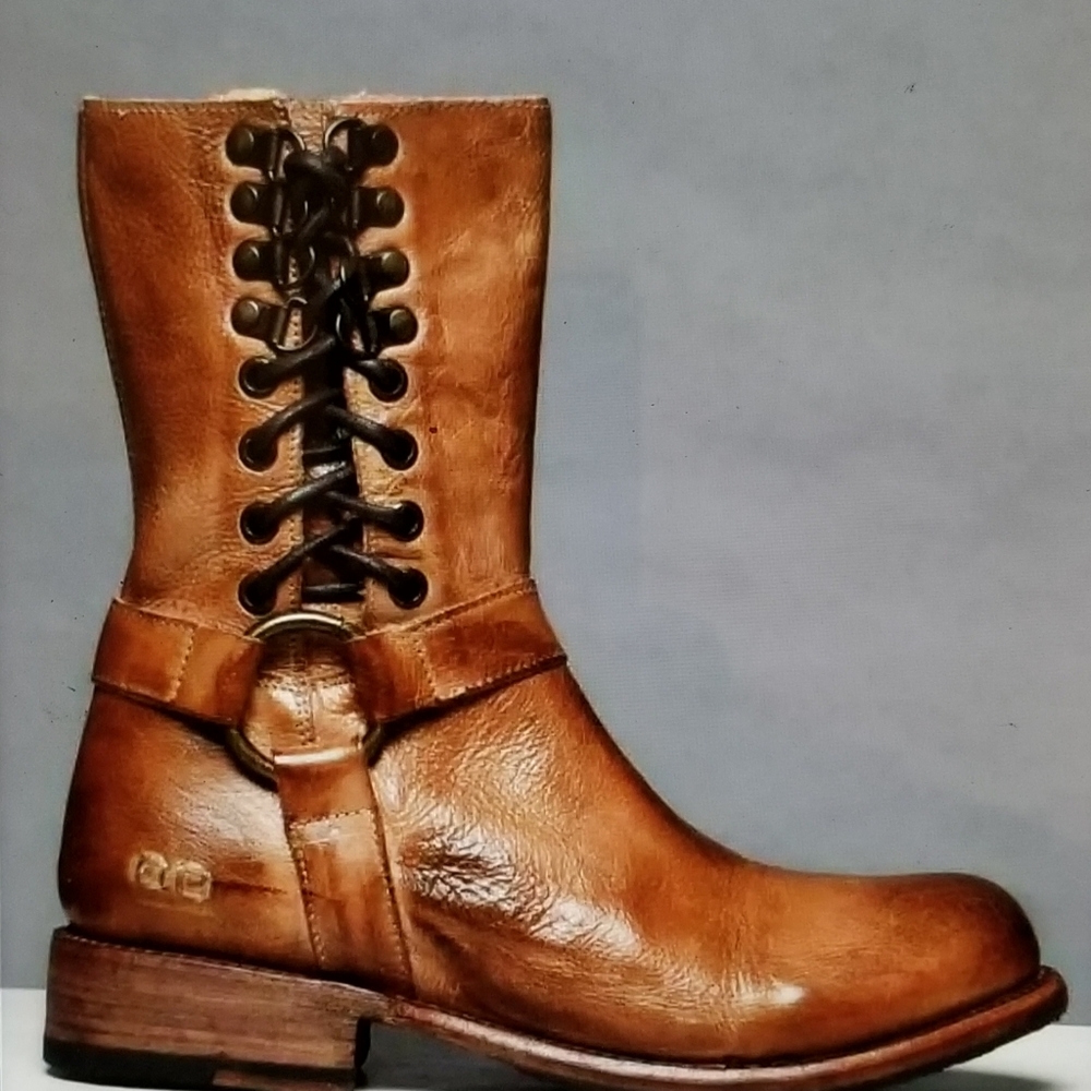 Brown half calf rustic boots - Picture 2 of 4